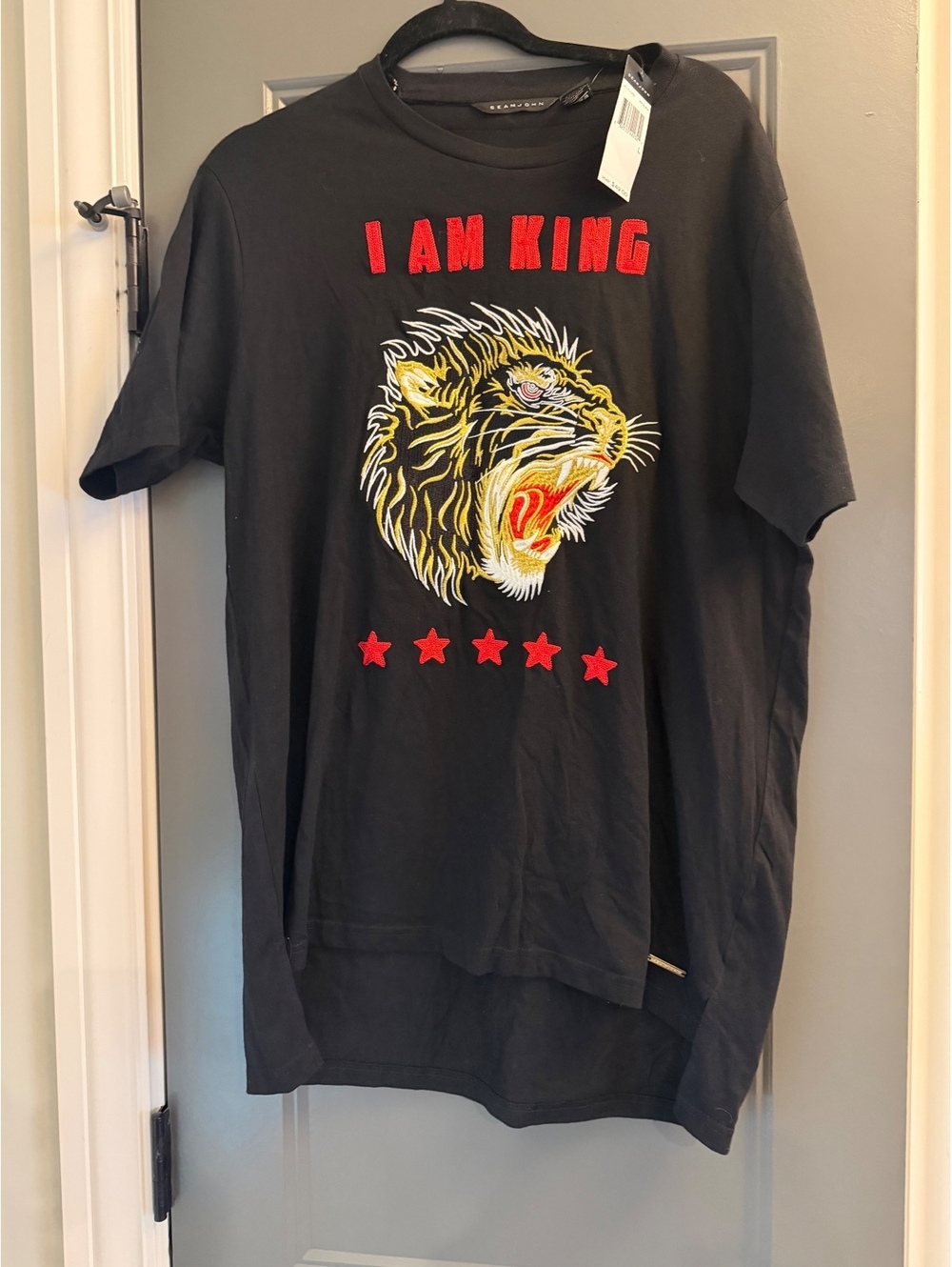 Sean John Men's Black 'I AM KING' Graphic T-Shirt Large